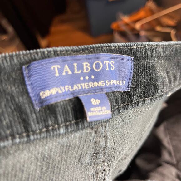 Talbots Navy Blue Straight Leg Corduroy Pants 8P 5 Pocket Workwear Cabin Core - Picture 7 of 7
